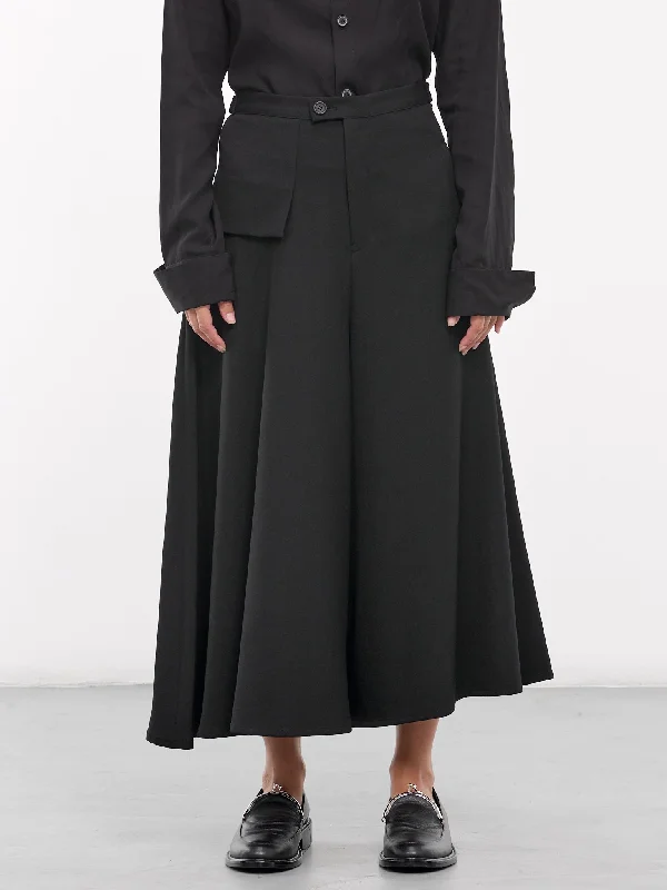 R Layered Pants (F0-P65-101-1-BLACK) Comfortable Wide-Leg Pants