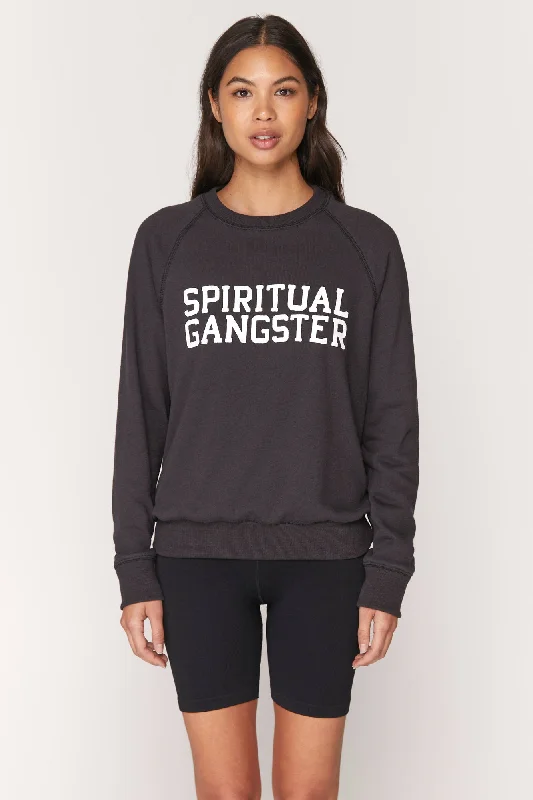 Spiritual Gangster Sweatshirt - Vintage Black Hoodie with Button Classic Timeless