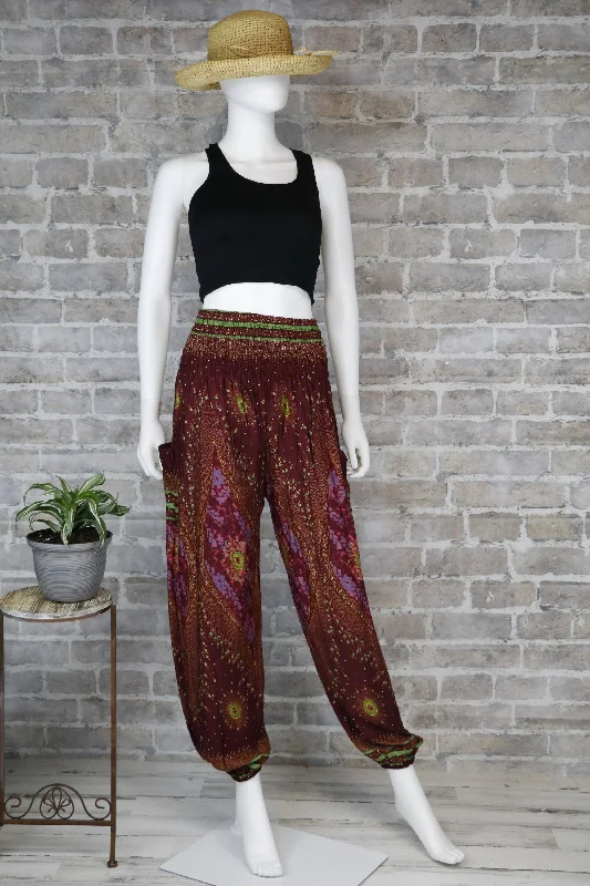 Harem Pants Women Bohemian Yoga Pants Peacock Medival pants Relaxed High-Waist Trousers