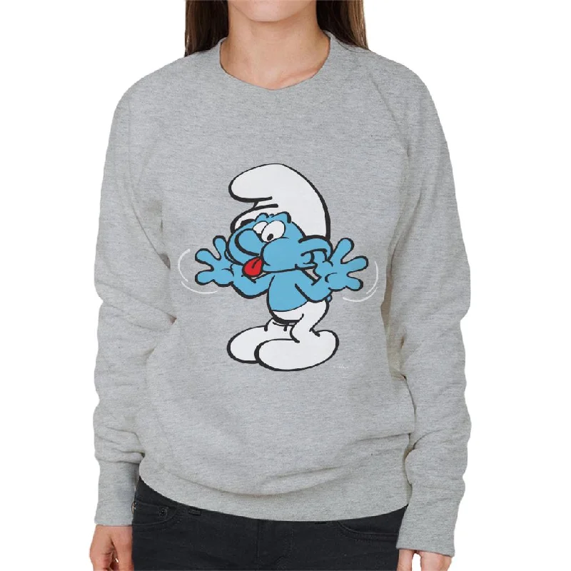 The Smurfs Blowing Raspberries Women's Sweatshirt Hoodie with Illustration Artistic Creative