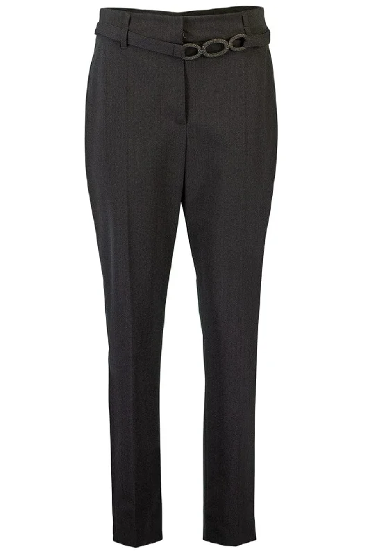 Gabardine Straight Leg Pant Trendy High-Waist Trousers