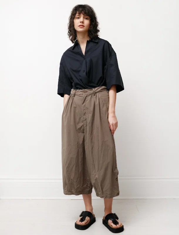 Gathered Hem Pants Beige Classic Bootcut Trousers