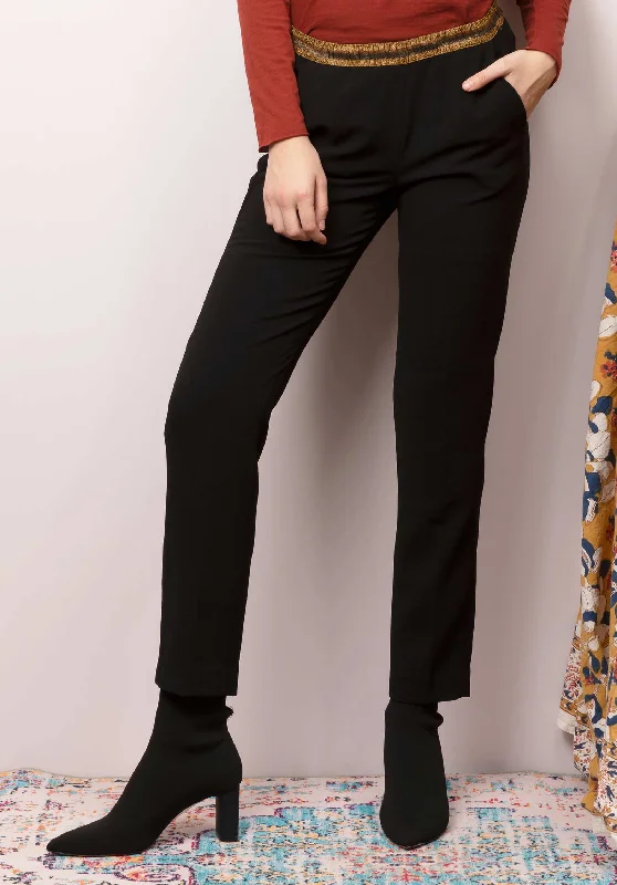 Pants Pirouette Poly 02-Black Chic Slim Fit Pants