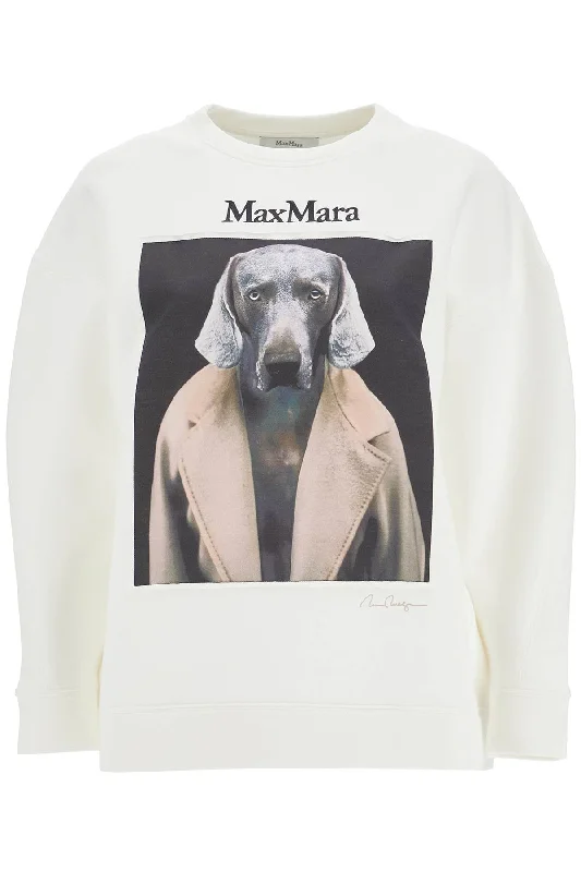 Wegman Printed Sweatshirt  - White Hoodie with Toggle Buttons Decorative Unique