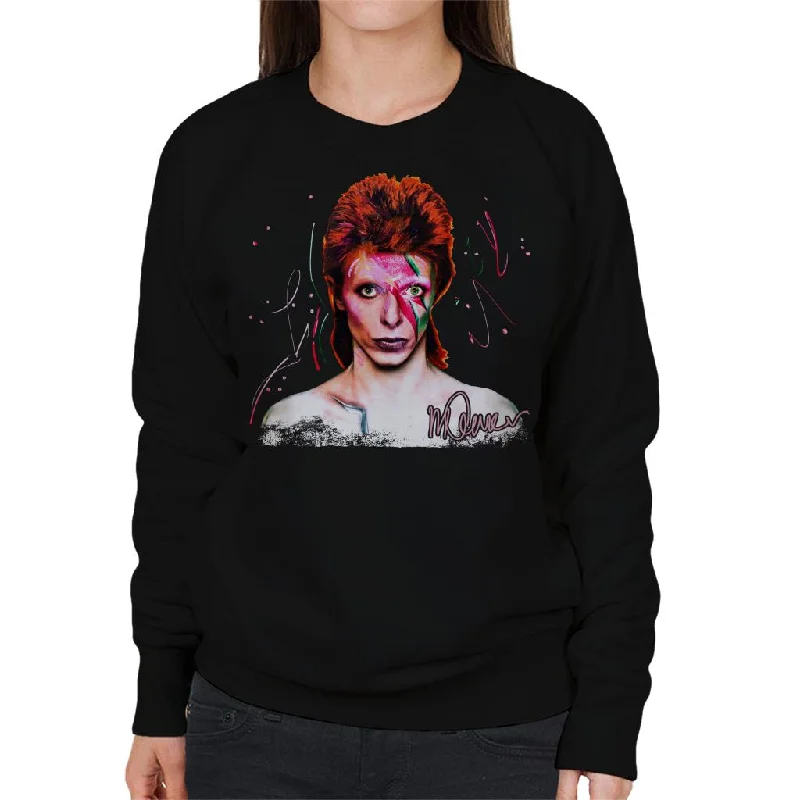 Sidney Maurer Original Portrait Of David Bowie Aladdin Sane Women's Sweatshirt Hoodie with Full-Zip Functional Layering