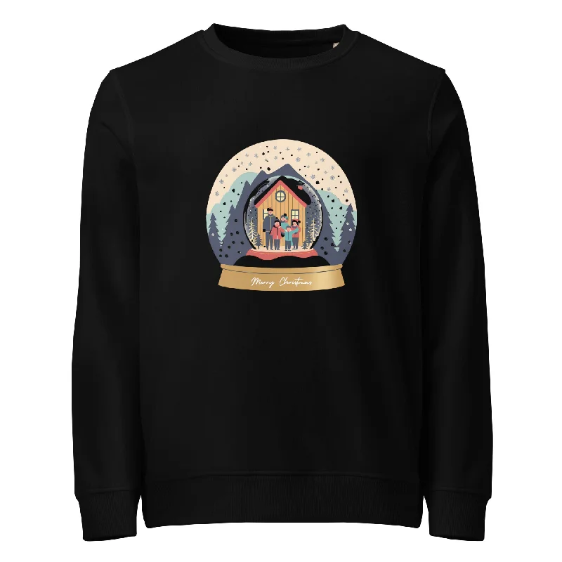 A Family's Winter Wonderland Christmas Graphic Women Organic Sweatshirt Hoodie with Hem Frayed Vintage Worn