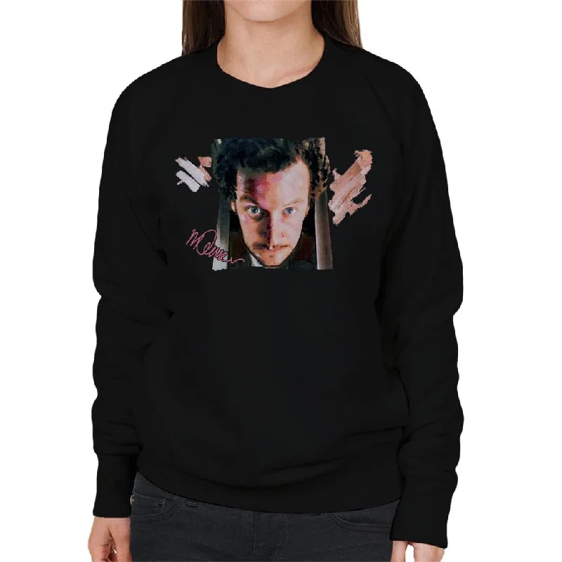 Sidney Maurer Original Portrait Of Daniel Stern As Wet Bandit Harry Home Alone Women's Sweatshirt Hoodie with Raw Hem Edgy Unfinished