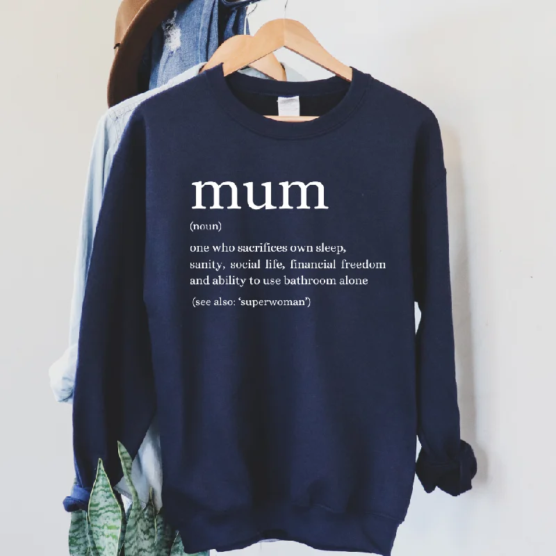 Modern Mum Definition Sweatshirt Hoodie with Hidden Zipper Minimalist Clean