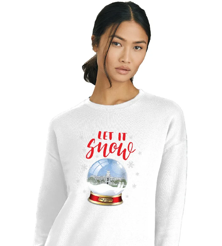 The Citadel, Padgett Thomas Barracks Snow Globe Design, Unisex Drop Shoulder Sweatshirt Hoodie with Half-Zip Sporty Casual