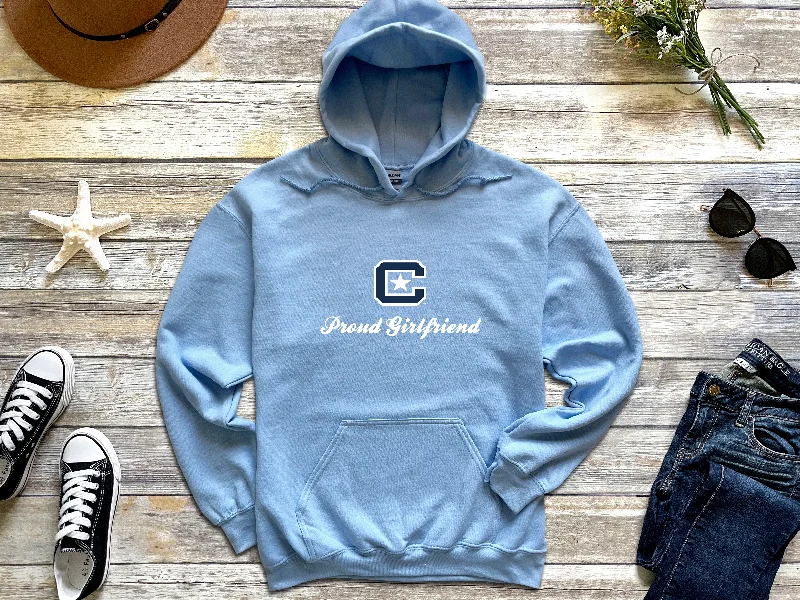 The Citadel Block C Star logo, Proud Girlfriend,  Heavy Blend™ Hooded Sweatshirt Hoodie with Magnetic Closure Innovative Modern