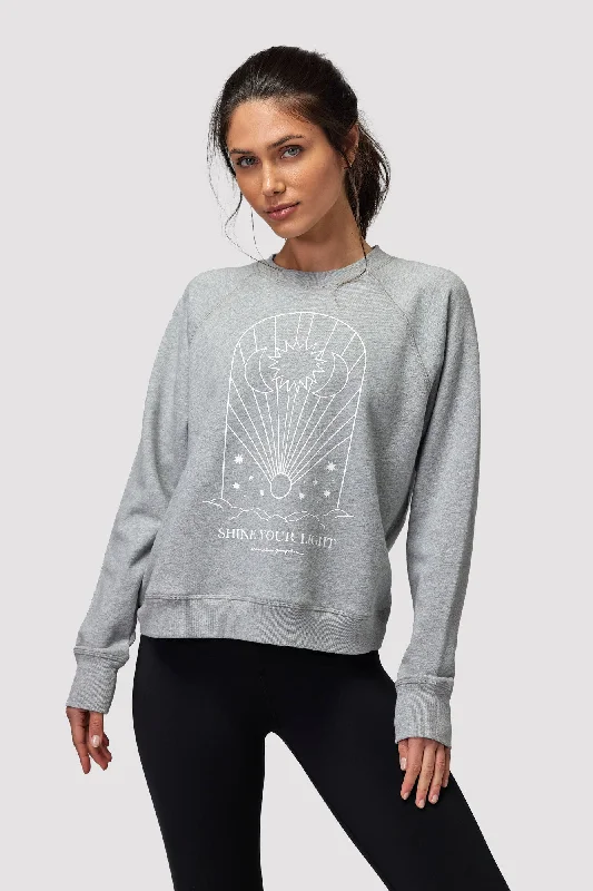 Spiritual Gangster Shine Your Light Bridget Sweatshirt - Heather Grey Hoodie with Print Artistic Unique