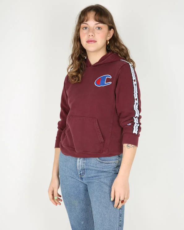 Vintage Champion side tape logo hoodie - S Hoodie with Print Artistic Unique