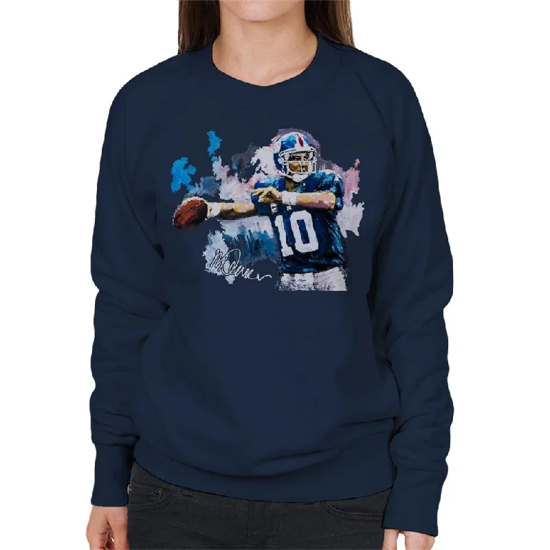 Sidney Maurer Original Portrait Of Eli Manning Giants Women's Sweatshirt Hoodie with Pocket Utility Practical