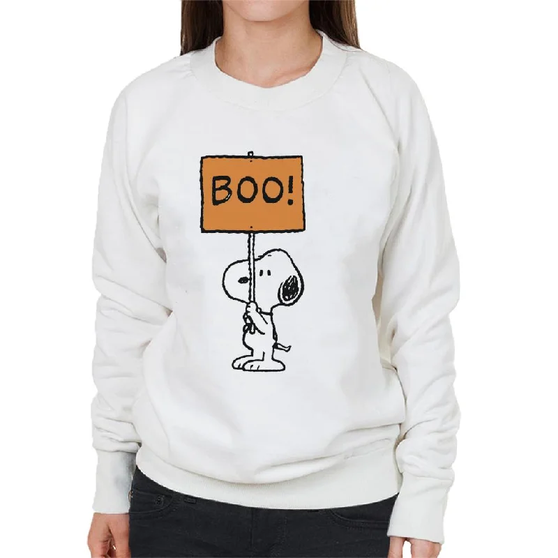 Peanuts Halloween Boo Snoopy Women's Sweatshirt Hoodie with High-Low Hem Asymmetrical Trendy