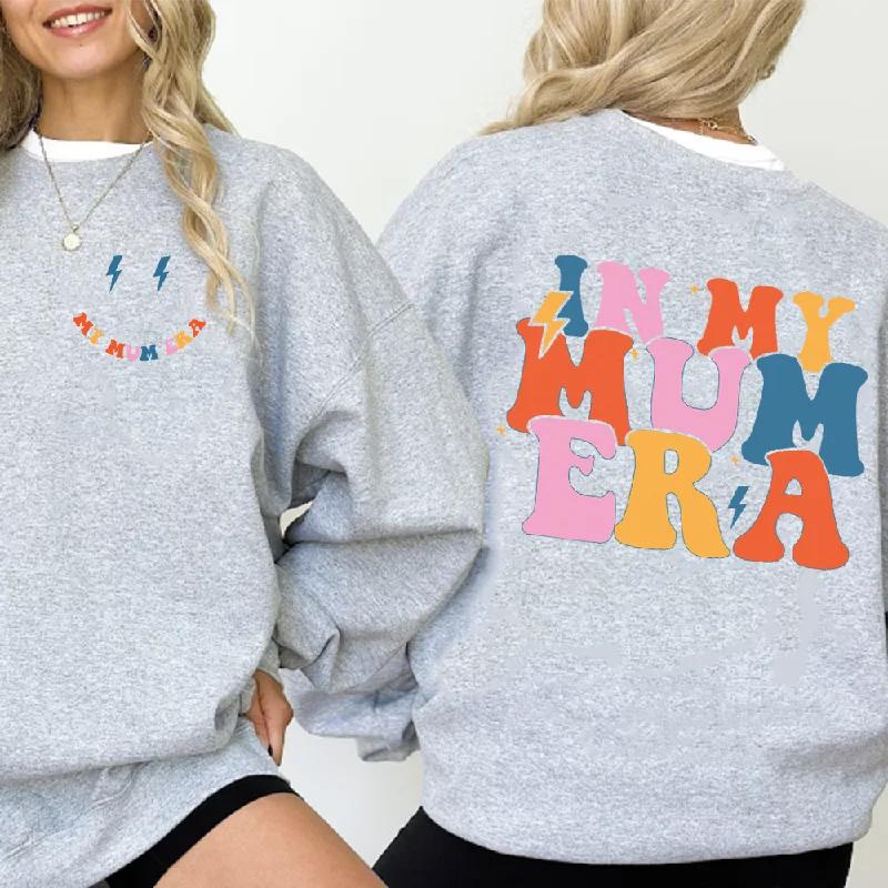 My Mum Era Front & Back Logo Sweatshirt Hoodie with Tied Waist Feminine Flattering