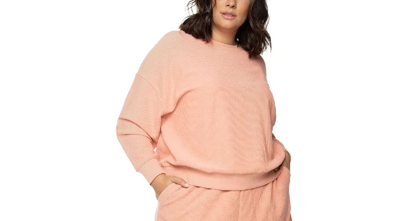 Black Tape Trendy Plus Size Cotton Ribbed Sweatshirt Hoodie with Earth Tones Natural Calm