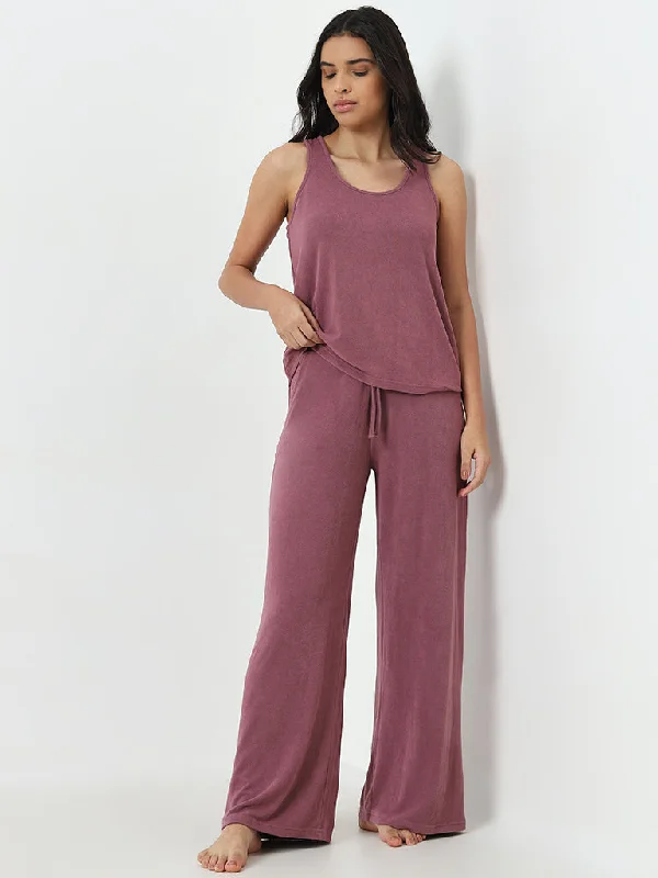 Wunderlove Mauve High-Rise Lounge Pants Fashionable Sporty Pants