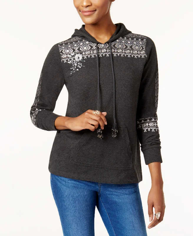 Style & Co Cotton Embroidered Hoodie Sweatshirt Hoodie with Pocket Utility Practical