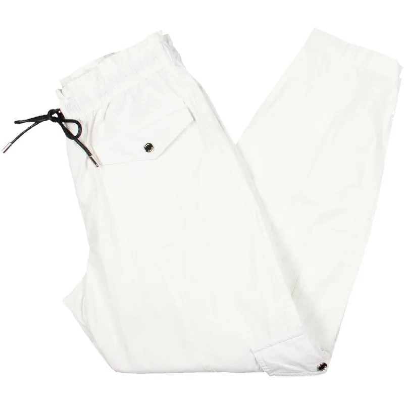 Womens Tie Waist High Rise Cargo Pants Classic Bootcut Trousers