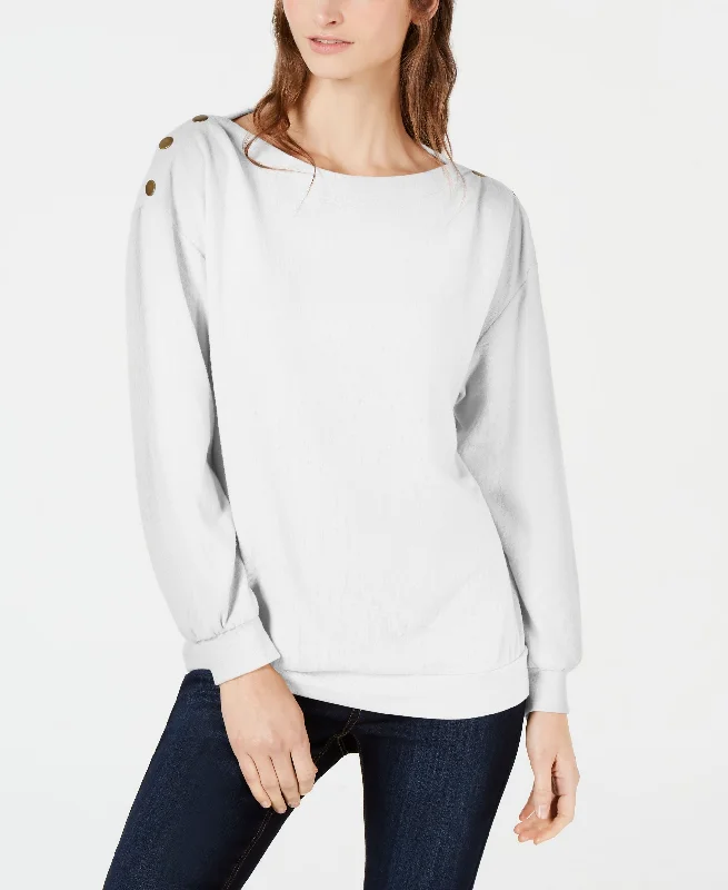 1.State Cozy Metallic Trim Sweatshirt Hoodie with Elastic Waist Stretchable Comfortable