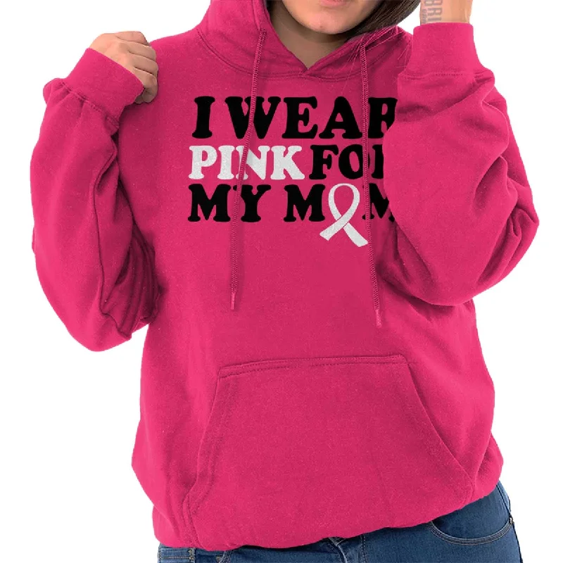 Wear Pink For My Mom Hoodie Hoodie with Button Placket Classic Preppy