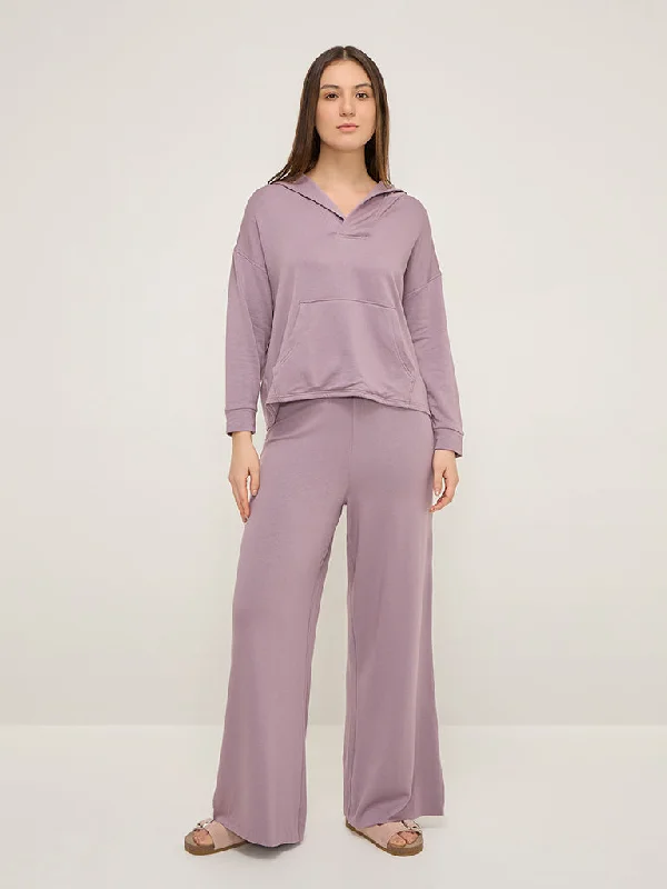 Wunderlove Mauve Solid High-Rise Lounge Pants Chic Capri Pants