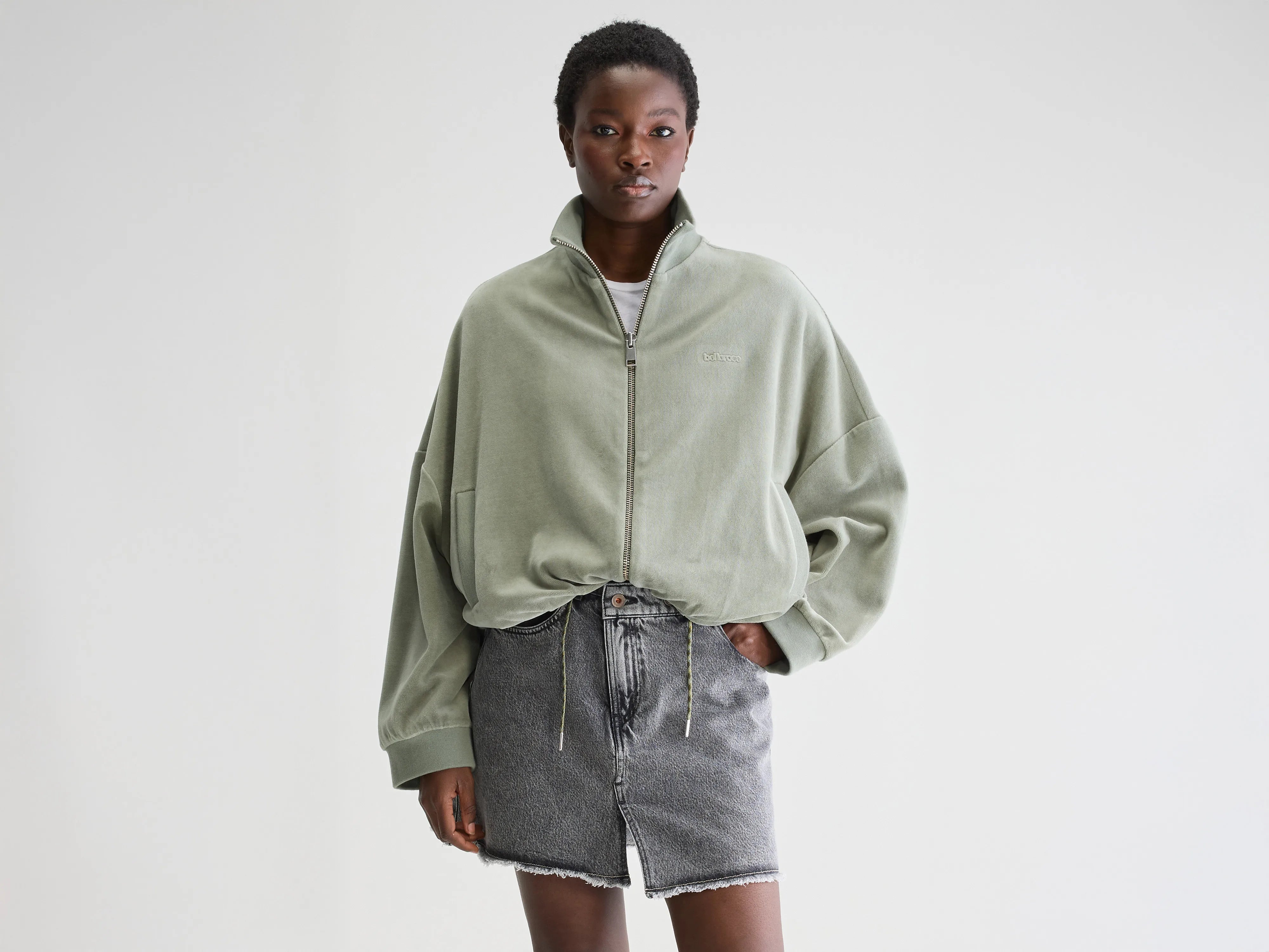 Tallis zip-up sweatshirt (251 / W / EUCALYPTUS) Hoodie with Longline Fit Extended Stylish