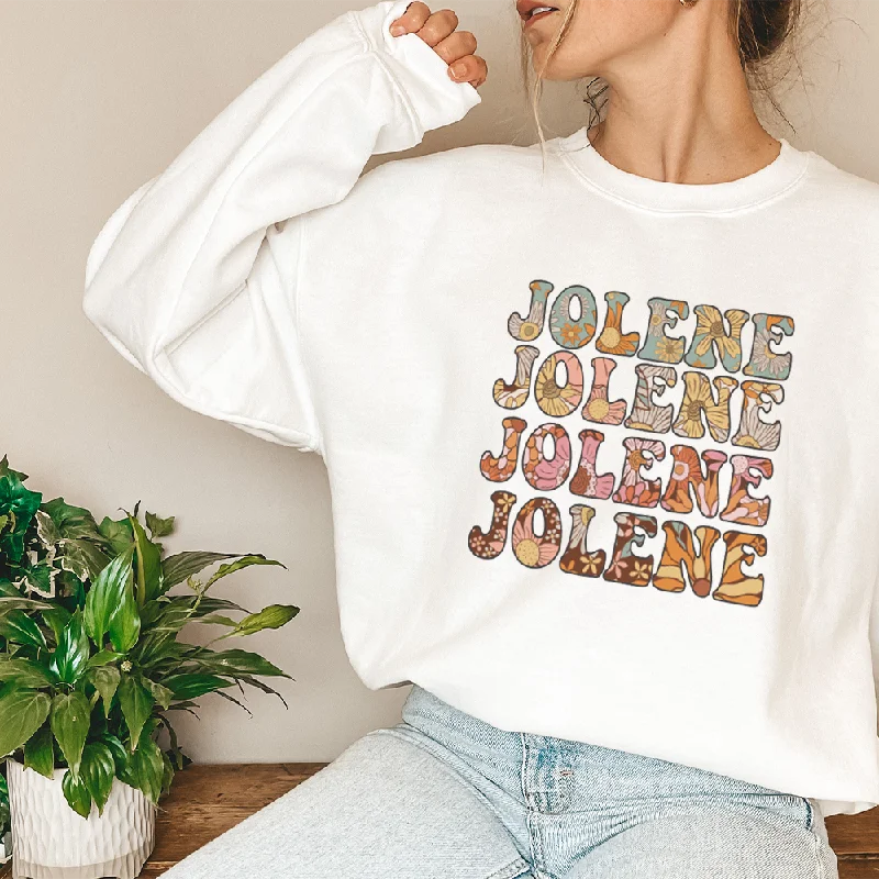 Jolene Jolene Women's White Sweatshirt Hoodie with Hem Applique Textured Unique