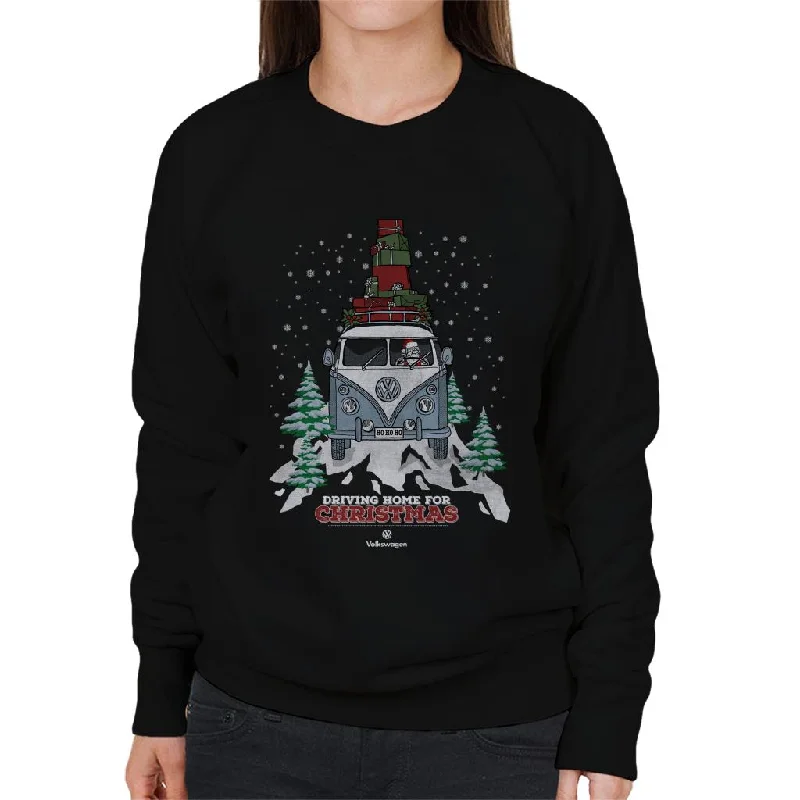 Volkswagen Christmas Driving Home For Xmas In The Snow Women's Sweatshirt Hoodie Crop Top Short Trendy