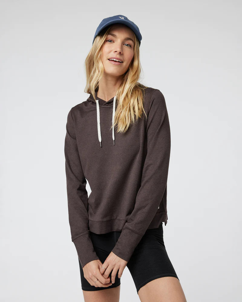 Vuori Halo Essential Hoodie - Java Heather Hoodie with Distressed Vintage Worn