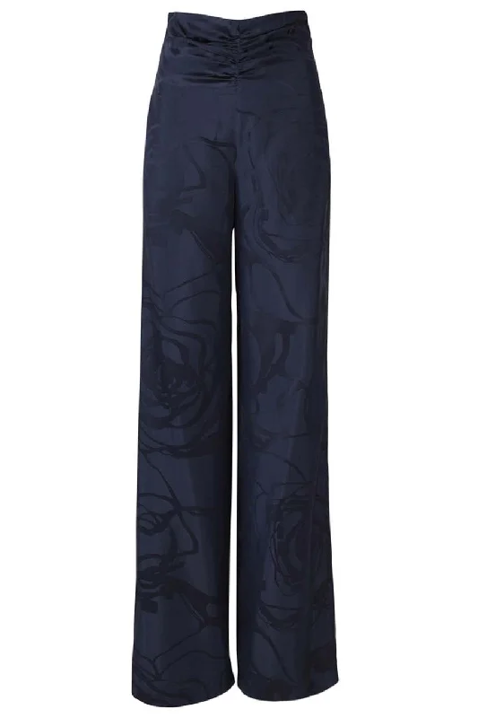 Casey Pant - Navy Jacquard Trendy Work Pants