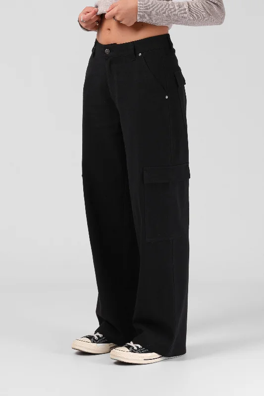 Cargo Pant - Black Trendy Wide-Leg Pants