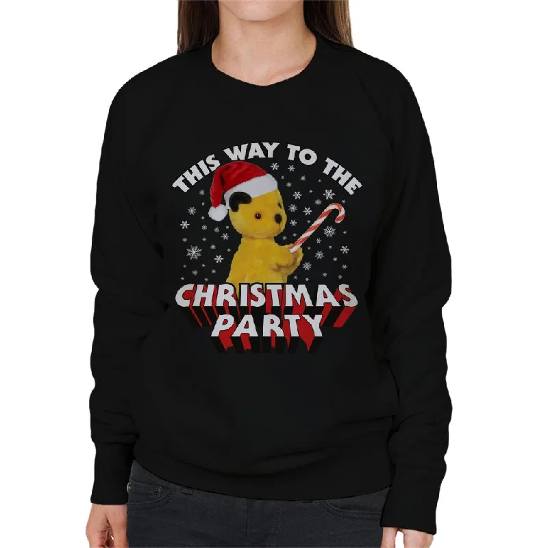 Sooty Christmas This Way To The Christmas Party Women's Sweatshirt Hoodie with Half-Zip Sporty Casual