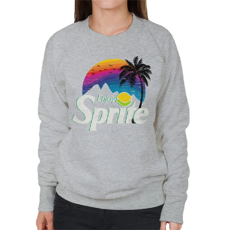 Sprite Palm Tree Sunset Women's Sweatshirt Hoodie with Hem Drawcord Adjustable Customizable