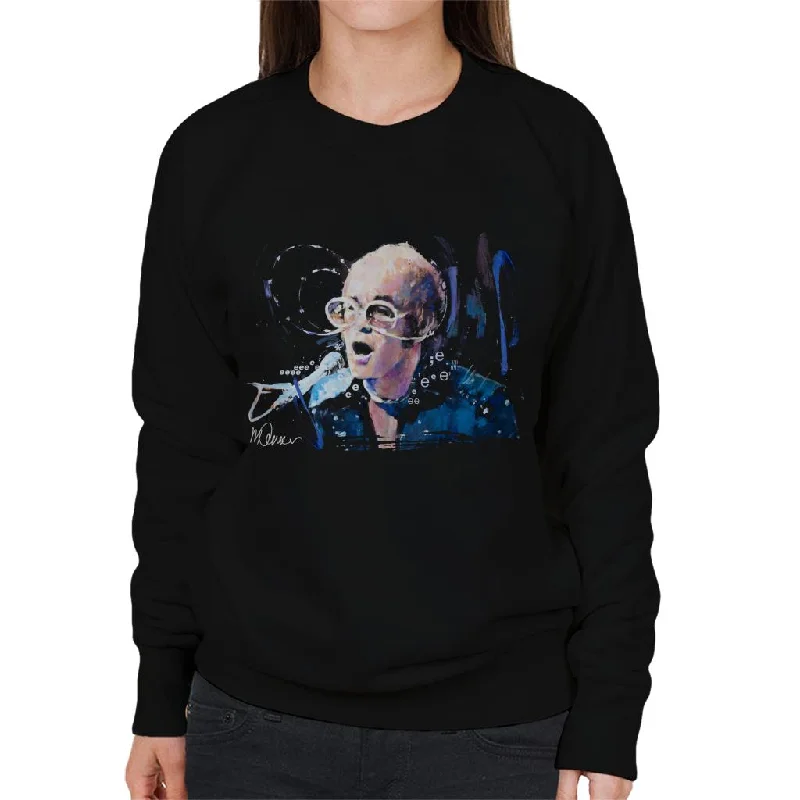 Sidney Maurer Original Portrait Of Elton John May Sunglasses Women's Sweatshirt Hoodie with Contrast Stitching Detailed Premium