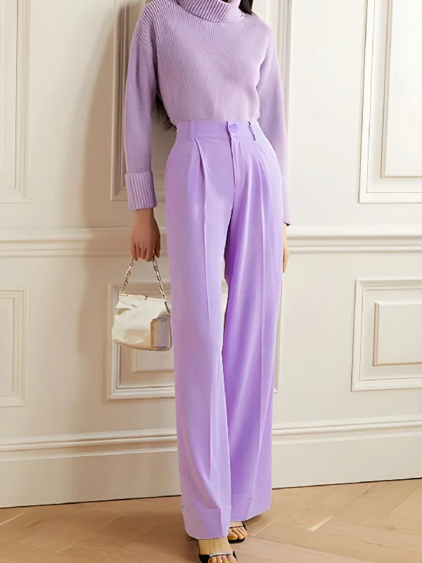 Relaxed Korean Front Pleated Pants Cozy Maternity Pants