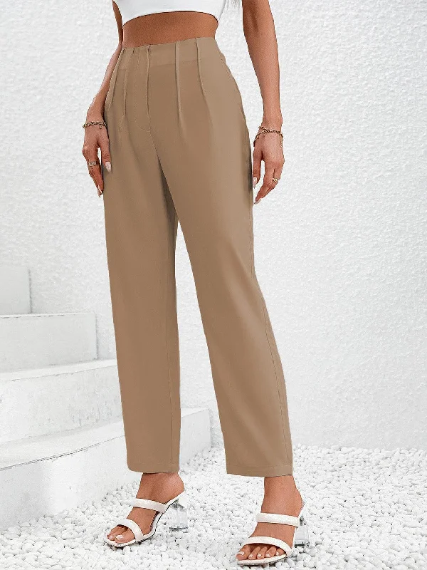 Ruched Long Pants Chic Checkered Pants