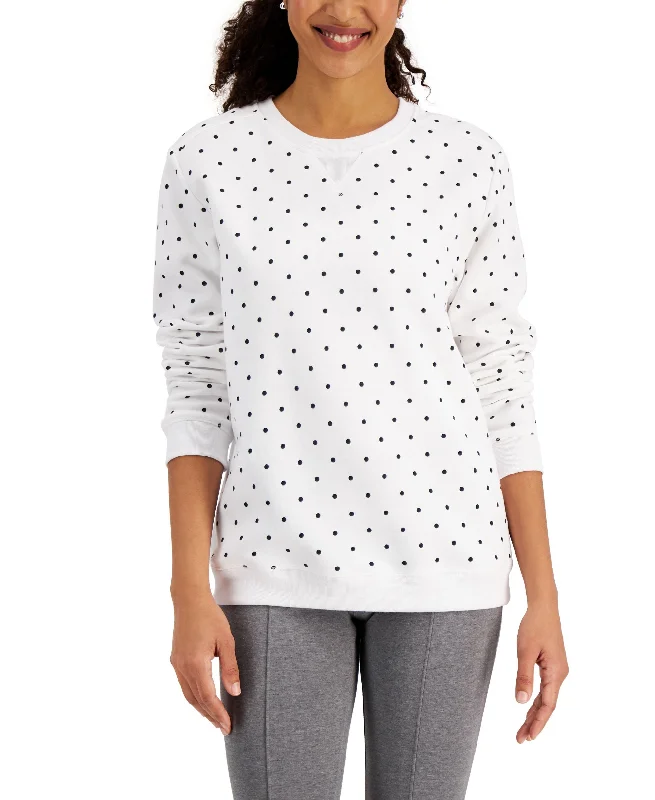 Karen Scott Simple Dot Sweatshirt Hoodie with Lace Feminine Delicate