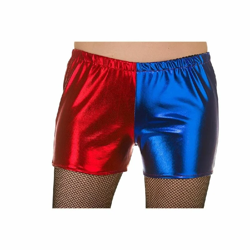 Shiny Hot Pants Red Blue Cheerleader Shorts Fancy Dress Warm Wool Trousers