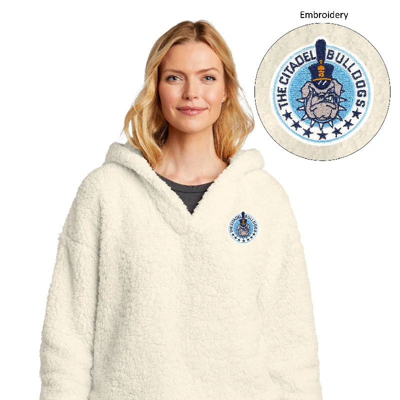 The Citadel, Bulldogs, Spike, Ladies Cozy Fleece Embroidered Hoodie Hoodie with Hem Drawcord Adjustable Customizable