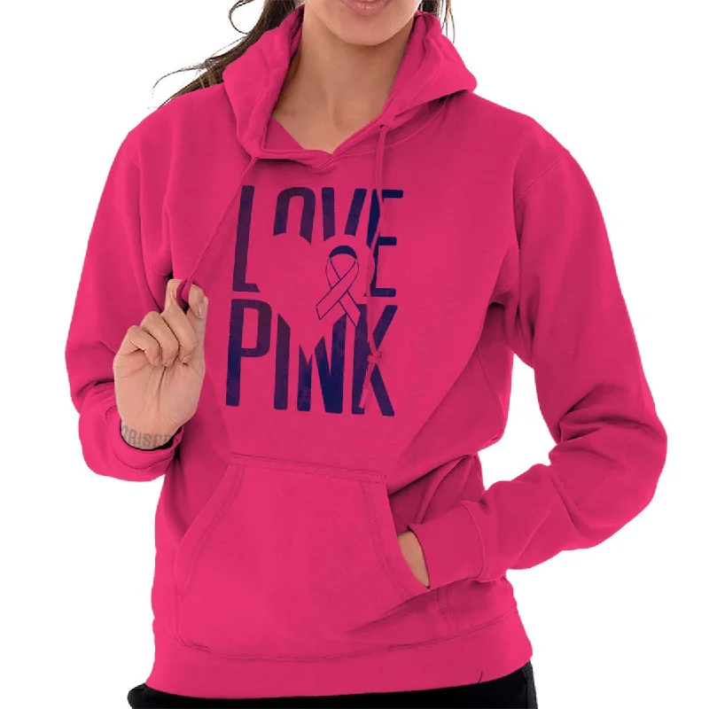 Breast Cancer Awareness Hoodie Hoodie with Metallic Shiny Futuristic