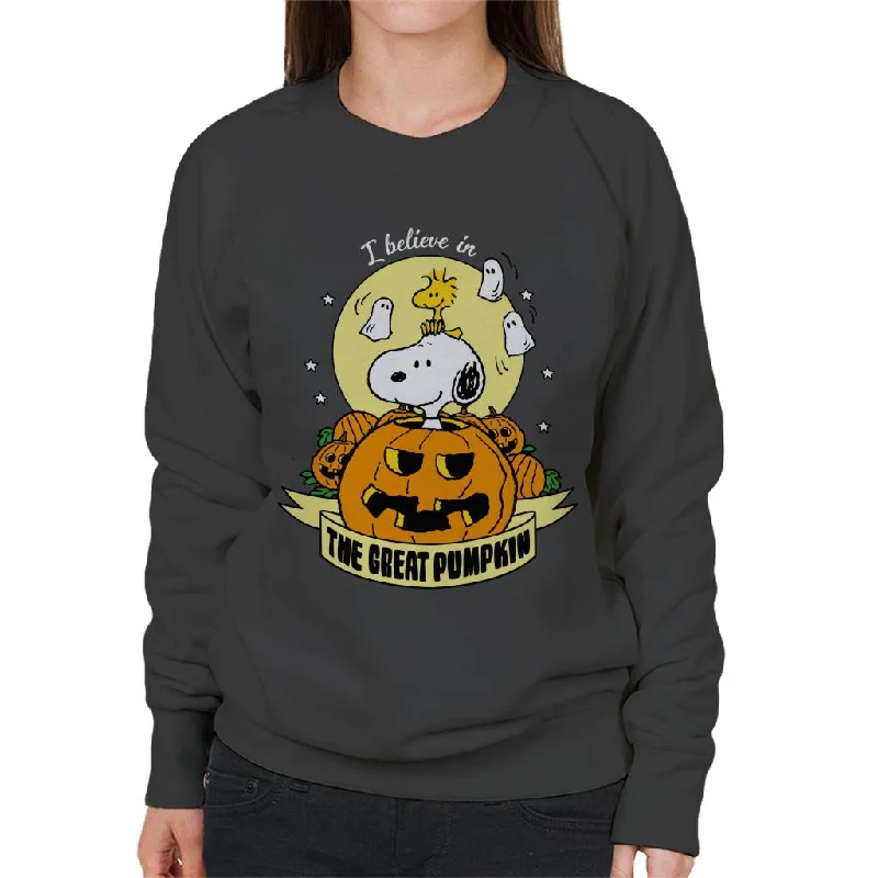 Peanuts Halloween The Great Pumpkin Women's Sweatshirt Hoodie with Crew Neck Simple Timeless