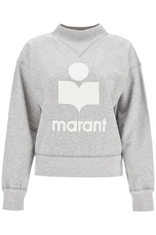 Moby Sweatshirt With Flocked Logo  - Grey Hoodie with Oversized Fit Loose Comfortable