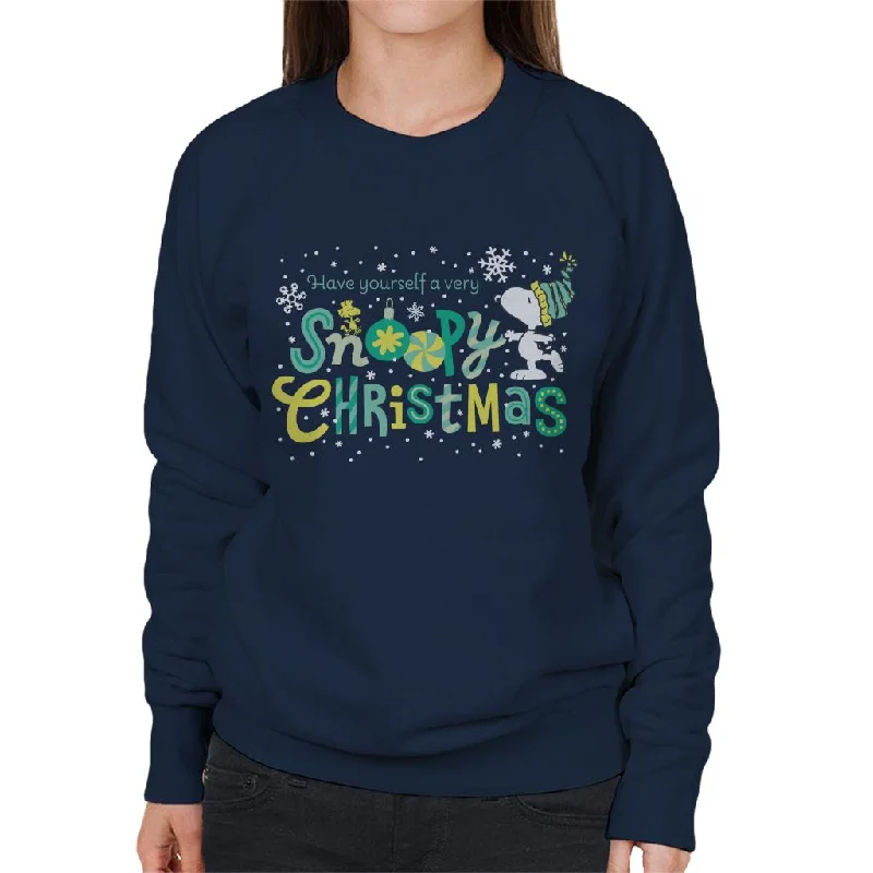 Peanuts Christmas Have Yourself A Very Snoopy Xmas Women's Sweatshirt Hoodie with Earth Tones Natural Calm