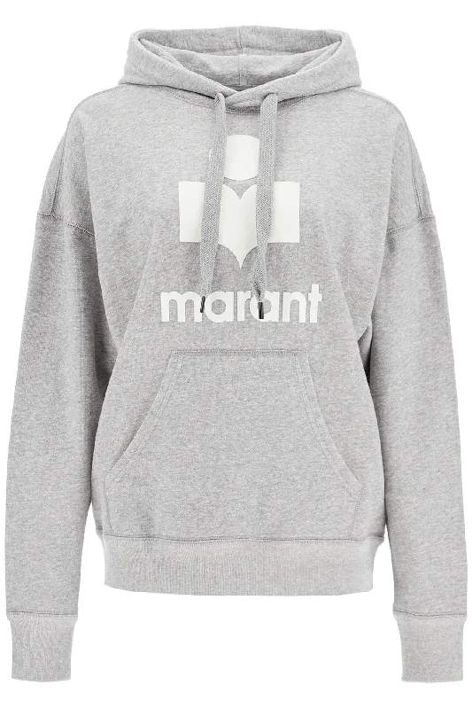 Mansel Hoodie With Flocked Logo  - Grey Hoodie with Elastic Waist Stretchable Comfortable