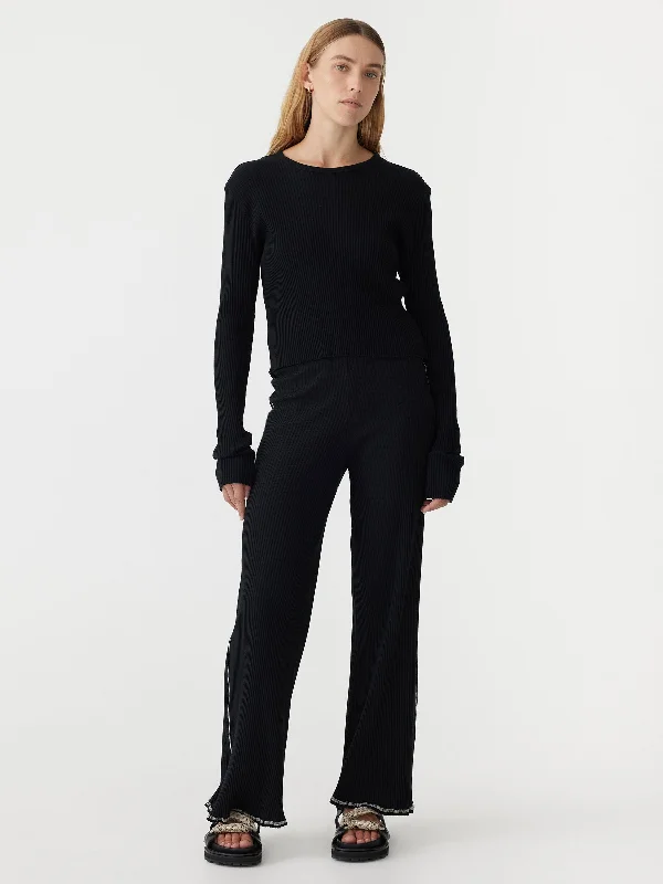 cropped rib straight leg pant Trendy Tapered Pants