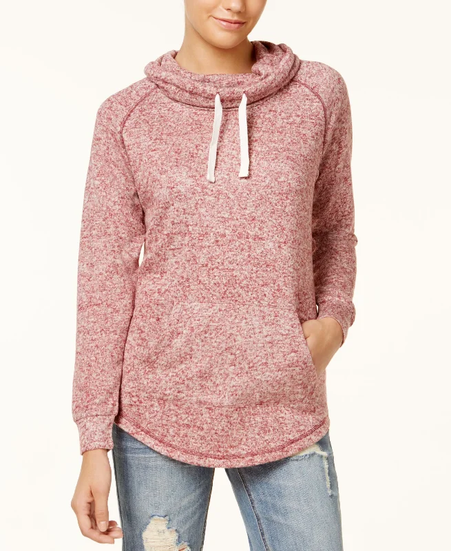 Juniors' Funnel-Neck Sweatshirt Hoodie with Lace Feminine Delicate