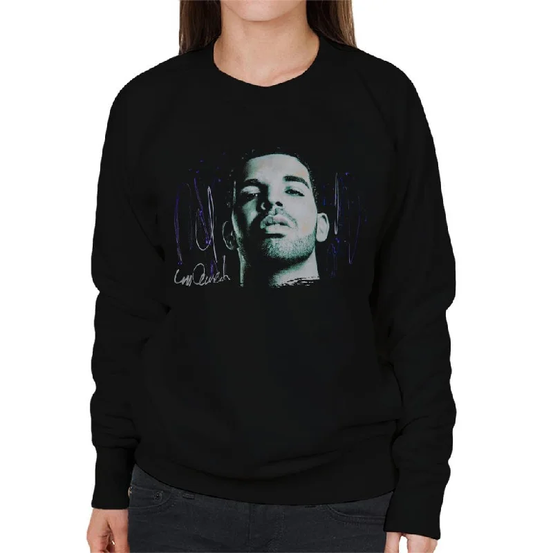 Sidney Maurer Original Portrait Of Drake OVOXO Women's Sweatshirt Hoodie with Puffed Sleeves Voluminous Trendy