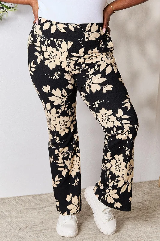 Heimish Full Size High Waist Floral Flare Pants Fashionable Work Pants