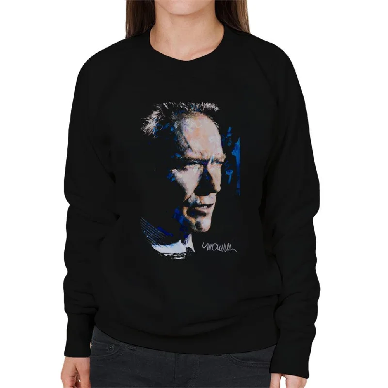 Sidney Maurer Original Portrait Of Clint Eastwood Women's Sweatshirt Hoodie with Neon Bright Vibrant